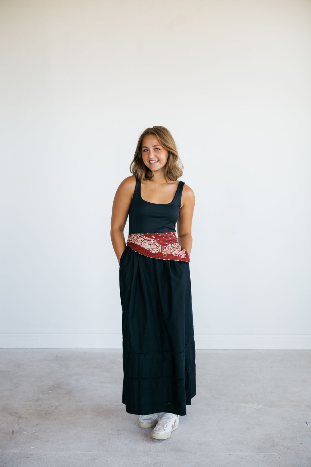 Square Neck A-Line Midi Dress
