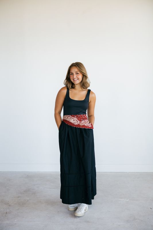 Square Neck A-Line Midi Dress