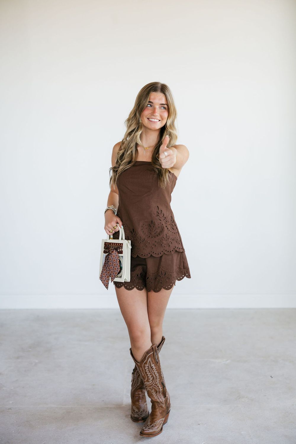 Embroidered Tube Top and Shorts Set