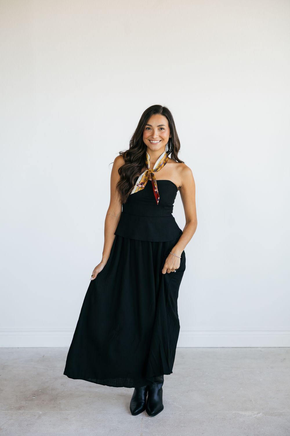 Tube Top Drop Waist Midi Dress