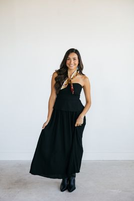Tube Top Drop Waist Midi Dress