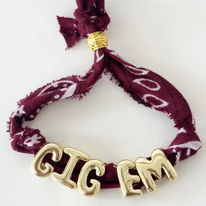 Bandana Gameday Bracelet, Color: - Maroon, Size: - Gig Em