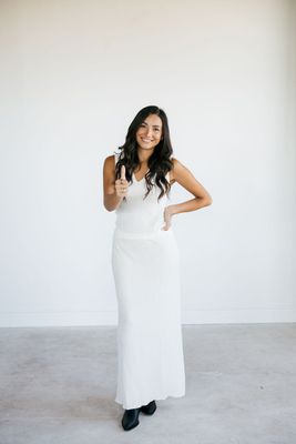 V-Neck Crinkle Textured Tank &amp; Maxi Skirt Set