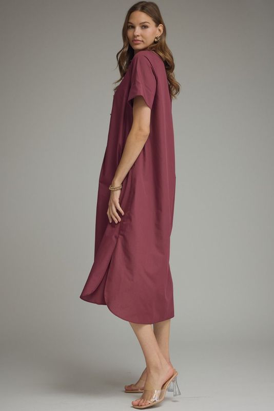 Collared Gold Button Midi