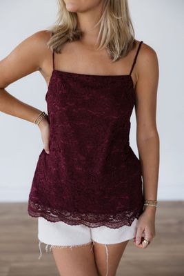 Lace Side Slit Tank