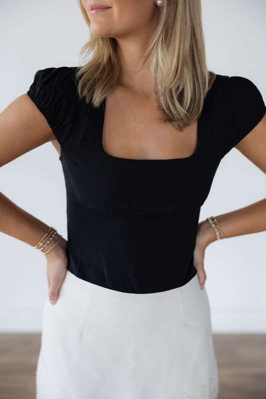 Cap Sleeve Square Neck Tie Back Top