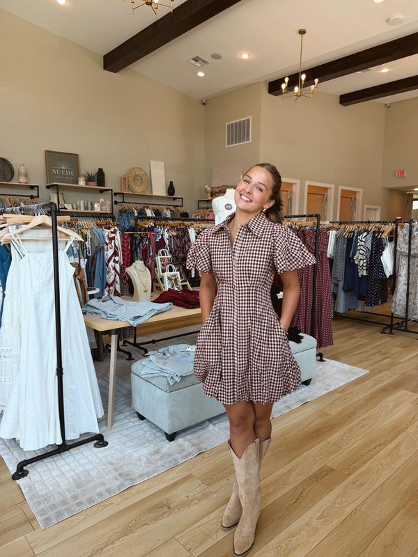 Ressie Gingham Puff Sleeve Mini Dress