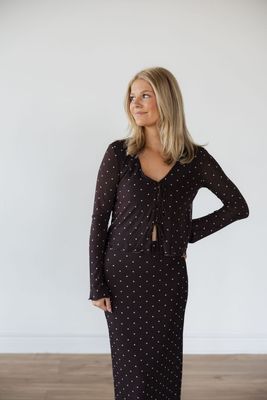 Eda Polka Dot Mesh Midi Skirt