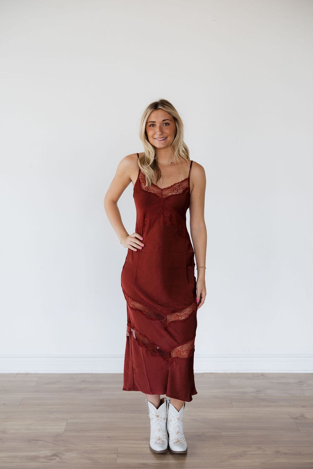 Bruna Lace Inset Midi Dress