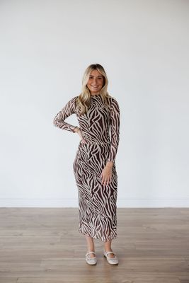 Sevilla Zebra Mesh Midi Dress