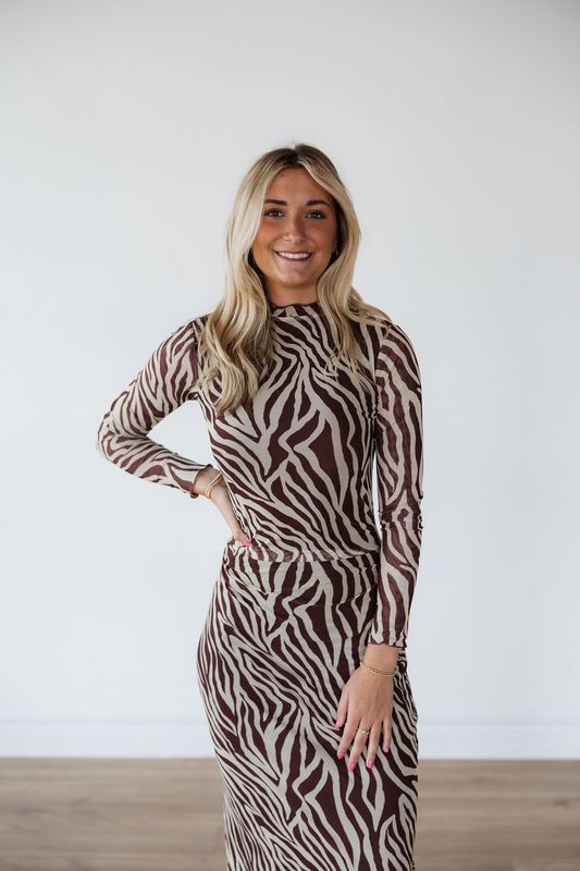 Sevilla Zebra Mesh Midi Dress