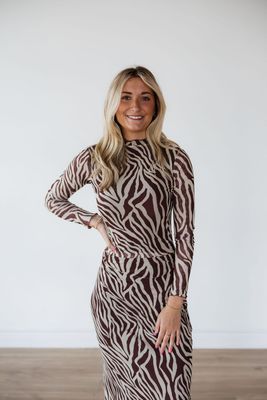 Sevilla Zebra Mesh Midi Dress