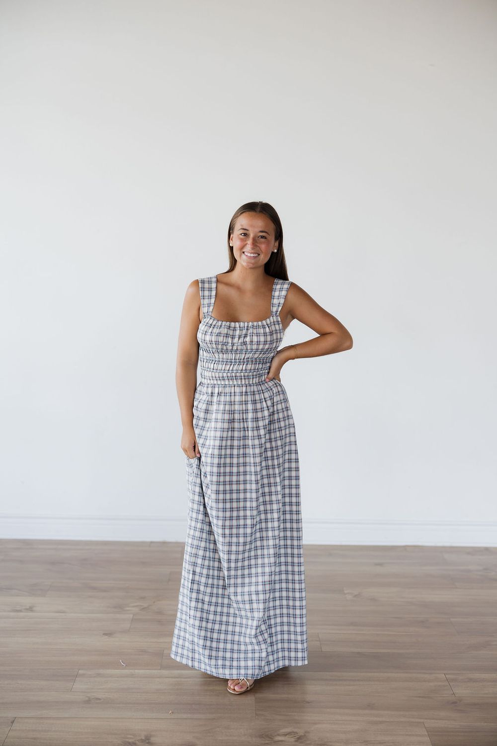 Sleeveless Plaid Maxi Dress