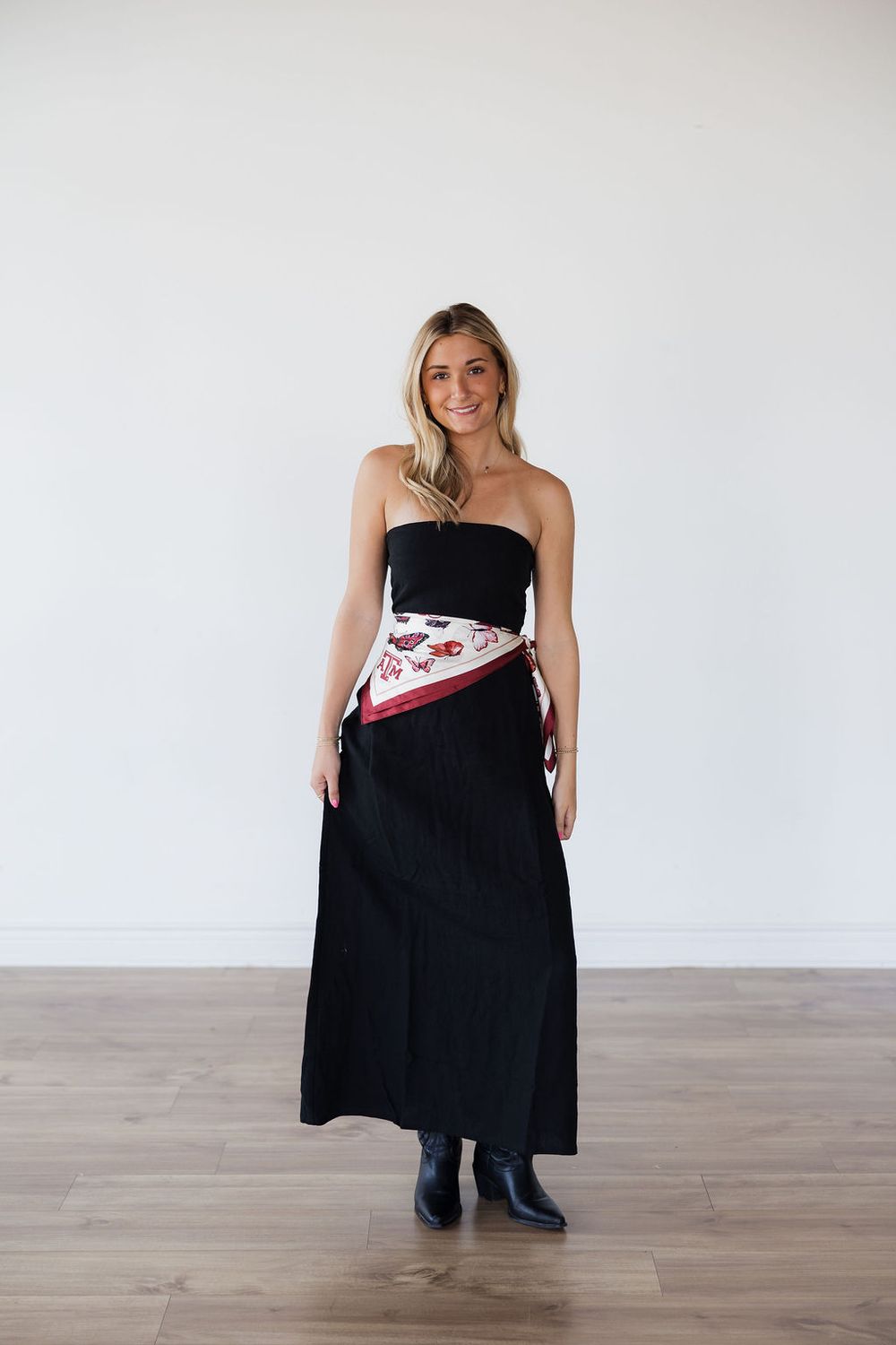 Strapless Linen Maxi Dress