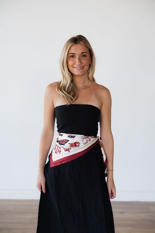 Strapless Linen Maxi Dress