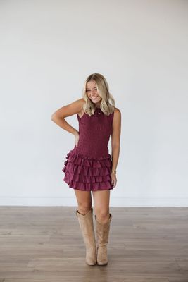Sleeveless Smocked Ruffle Mini Dress