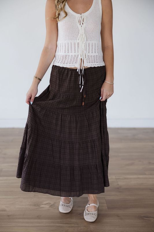 Woven Tiered Midi Skirt 