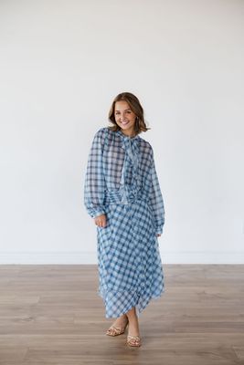 Plaid Asymmetric Hem Skirt