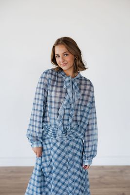 Plaid Asymmetric Hem Skirt