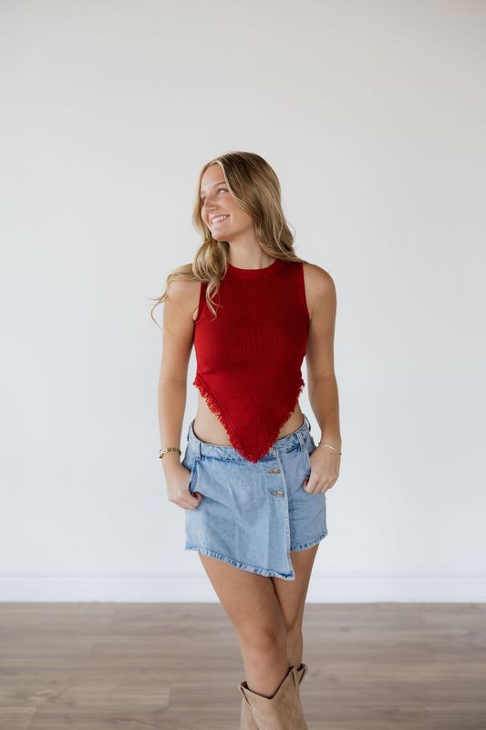 Sleeveless Tassle Hem Knit Tank