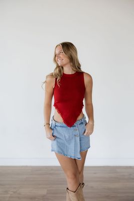 Sleeveless Tassle Hem Knit Tank
