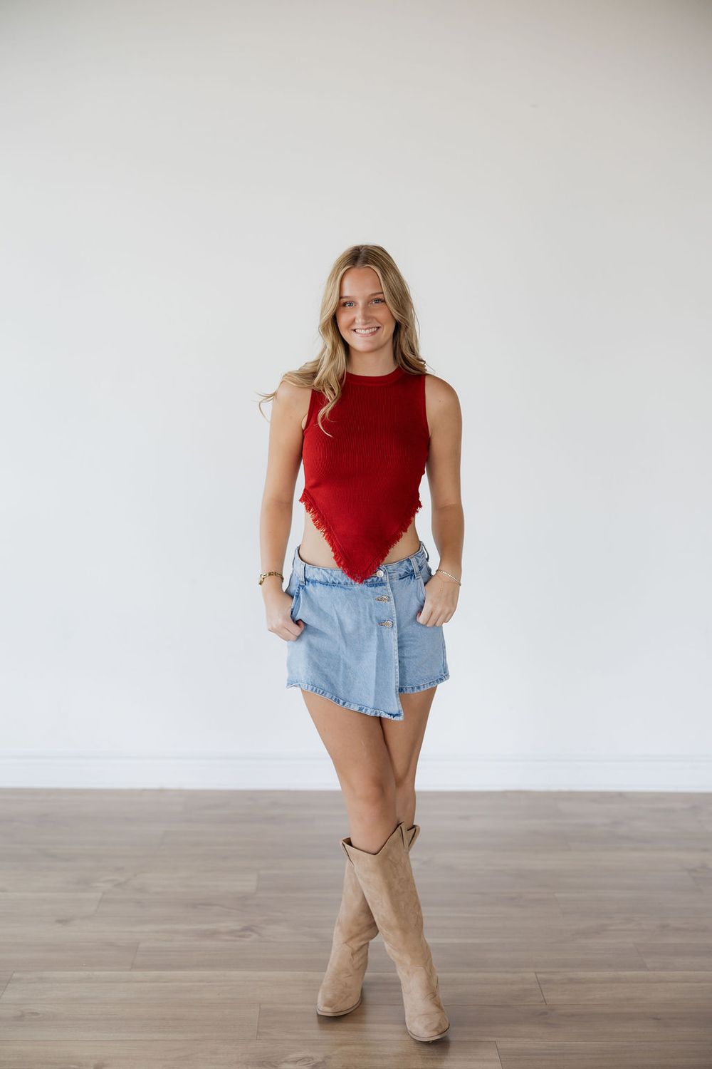 Sleeveless Tassle Hem Knit Tank