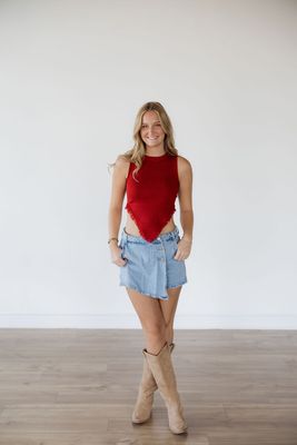 Sleeveless Tassle Hem Knit Tank