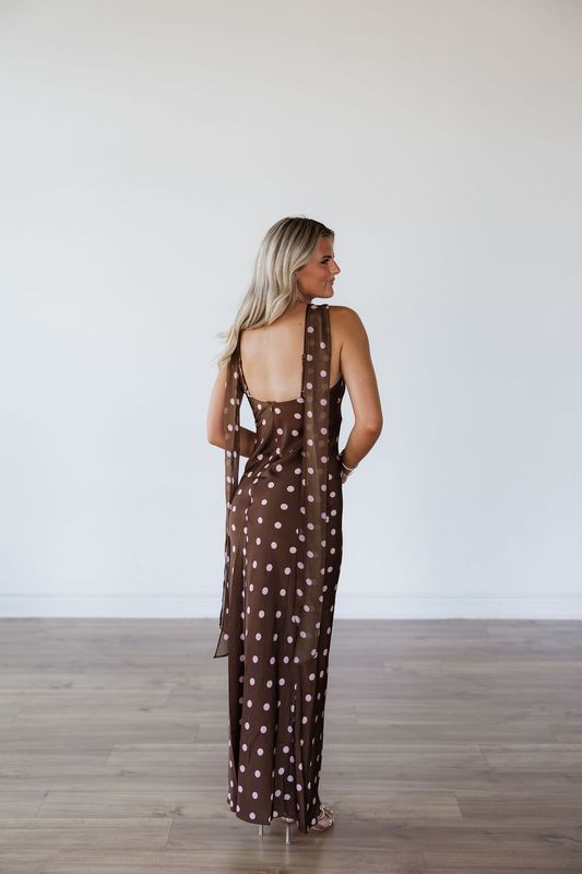 Bias Cut Midi Dress w/ Scarf Detail