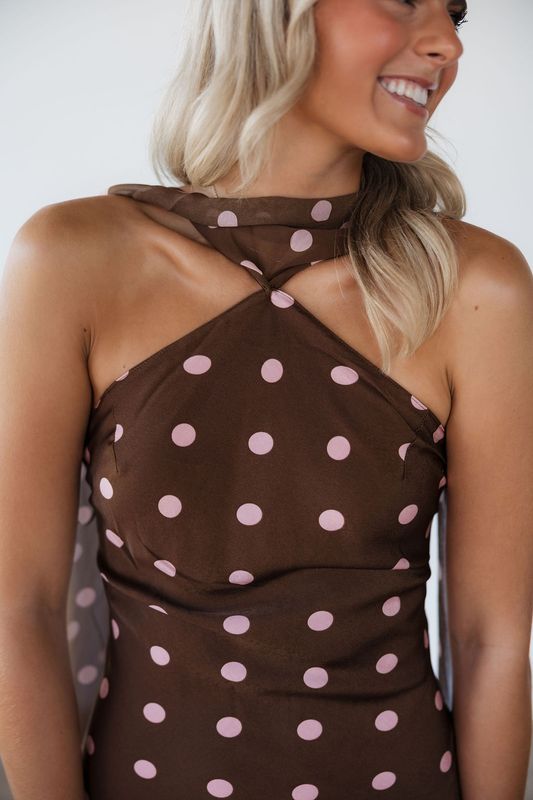 Bias Cut Midi Dress w/ Scarf Detail