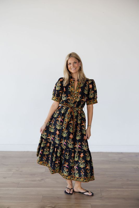 Puff Sleeve Floral Midi