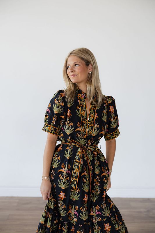Puff Sleeve Floral Midi