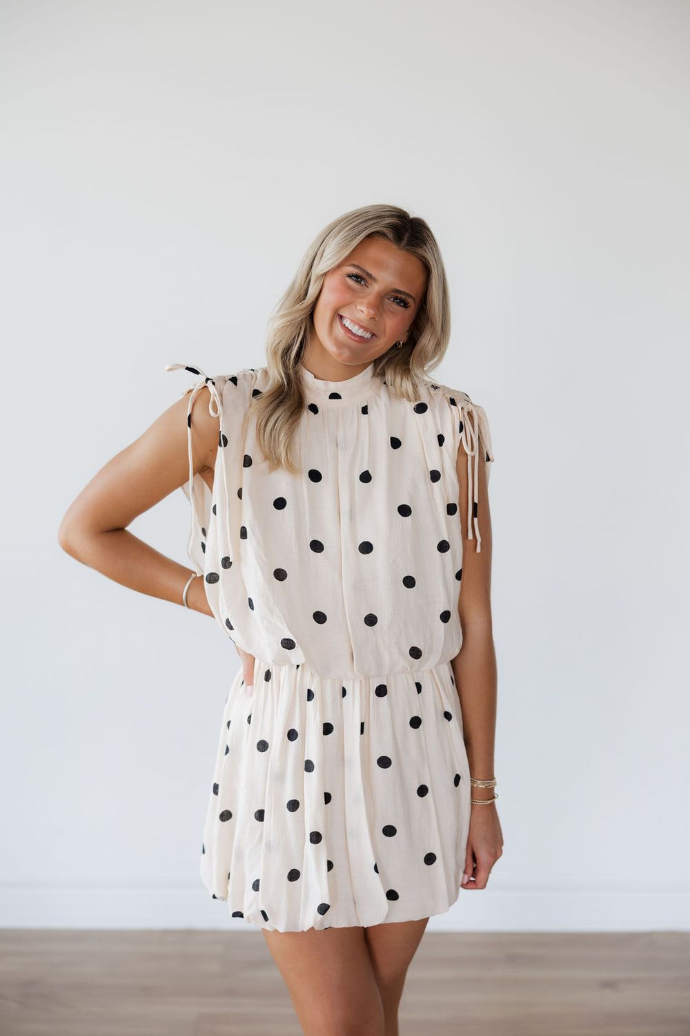 Sleeveless Polka Dot Bubble Mini