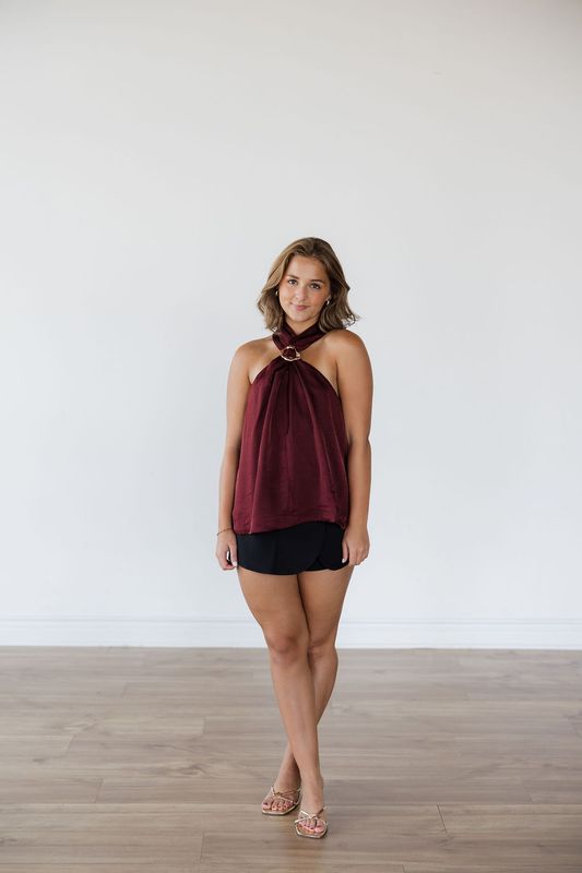Halter Top w/ Metal Ring Detail