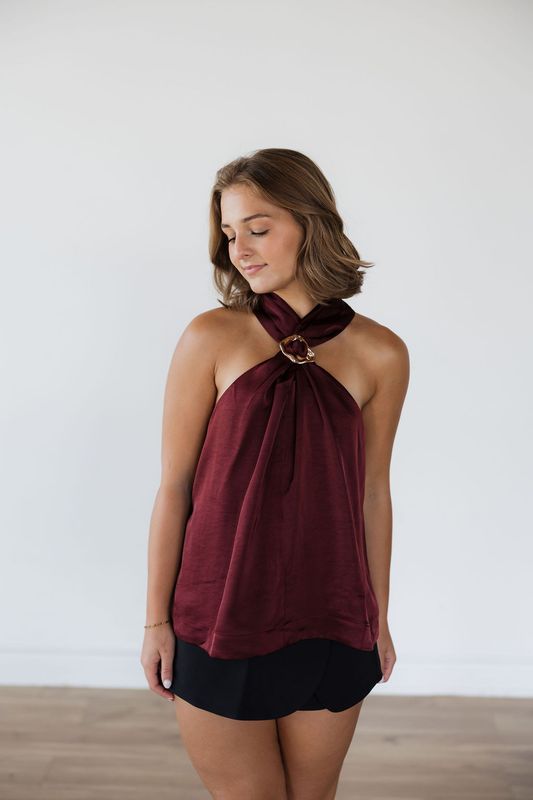 Halter Top w/ Metal Ring Detail