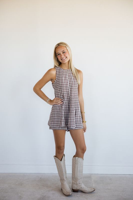 Gingham Babydoll Overlay Romper