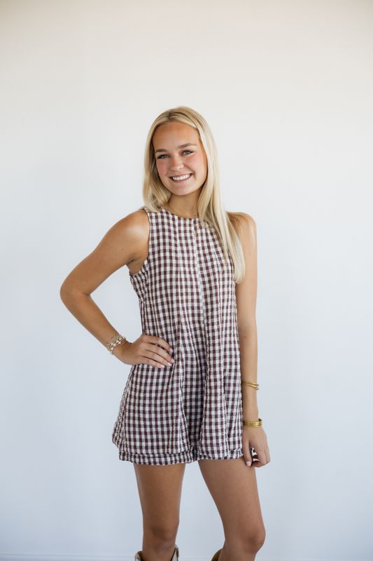 Gingham Babydoll Overlay Romper