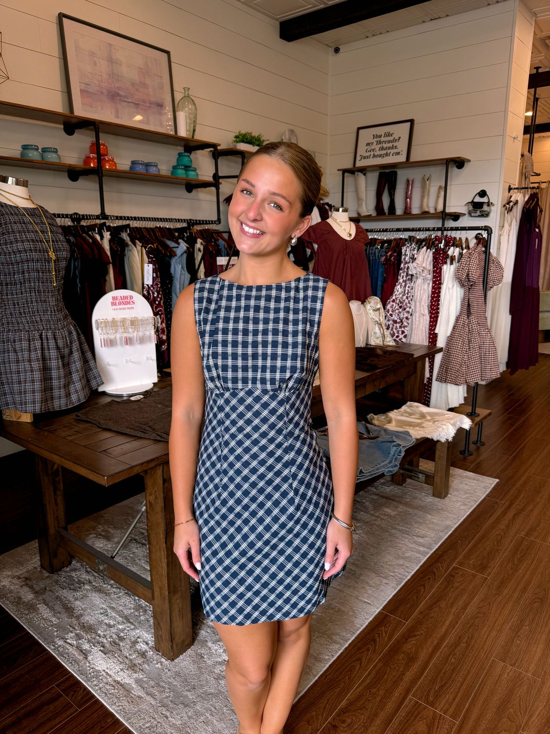 Plaid Sleeveless Mini Dress
