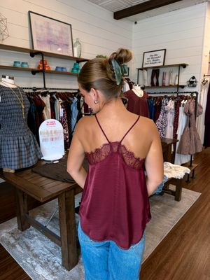 Lace Trim Satin Cami