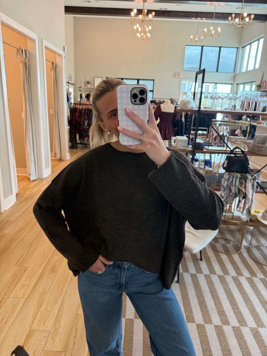 Back Button Clasp Oversized Sweater