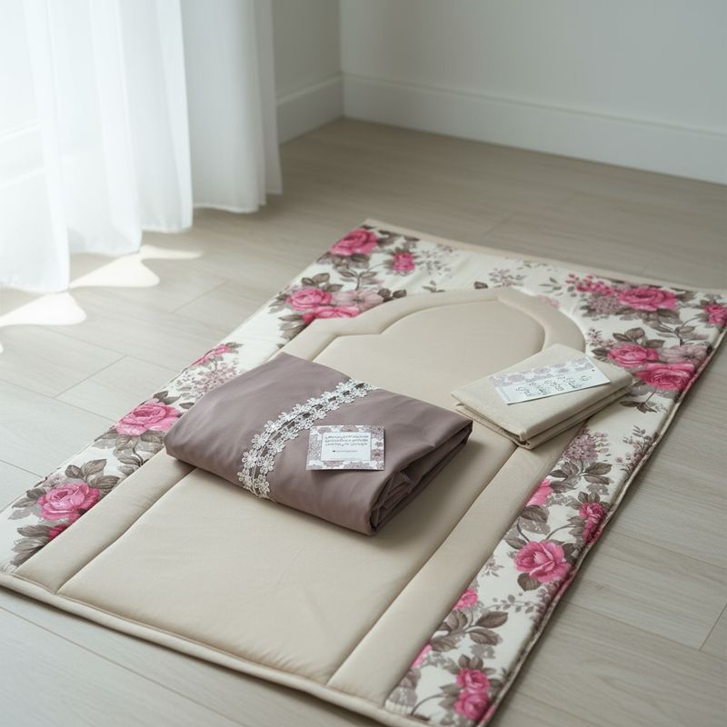 طقم صلاة بيج بني ورد