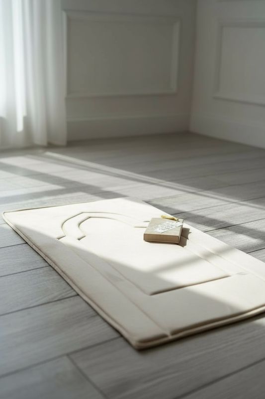 سجادة وغلاف مصحف بيج