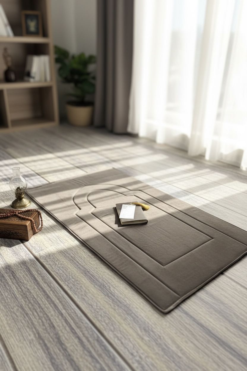 سجادة وغلاف مصحف بني