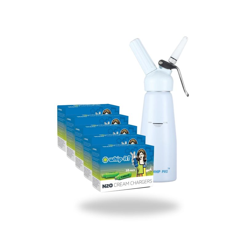 Special Combo: Whip-it Professional 8g Cream Chargers + 0.5L Whipper