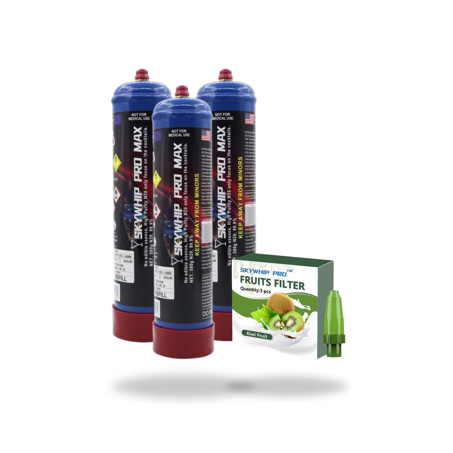 Special Combo: SKYWHIP Pro Max 660G Cream Chargers x 3 + 1 Random Flavored Silent Nozzles Box