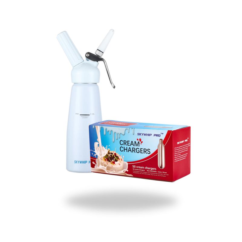 ONLY $100: SKYWHIP Ultra Pro+ 8.4g Cream Chargers - 50 Bulbs + 0.5L Whipper