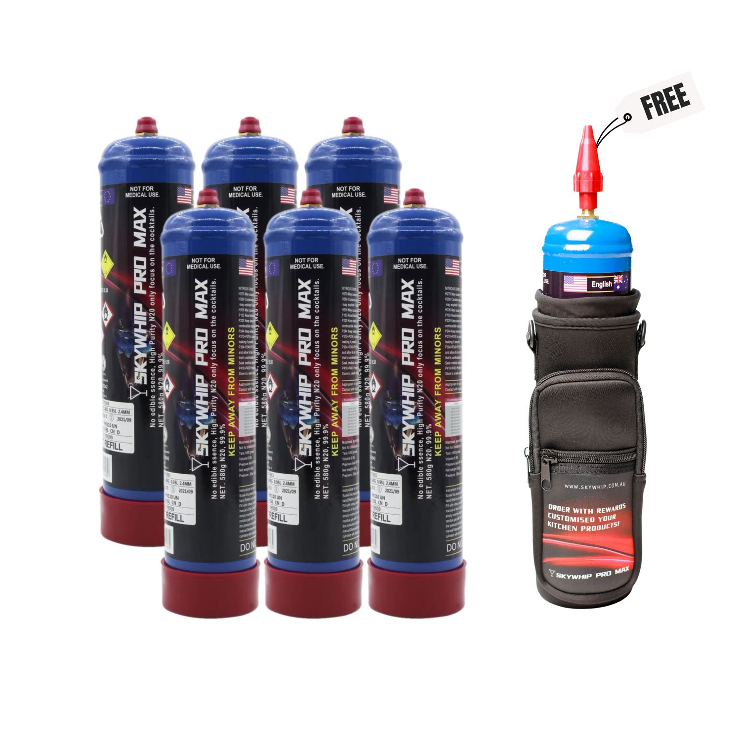ONLY $178.99: 6 x SKYWHIP PRO MAX 660G Cream Chargers + Free Tank &amp; Bag