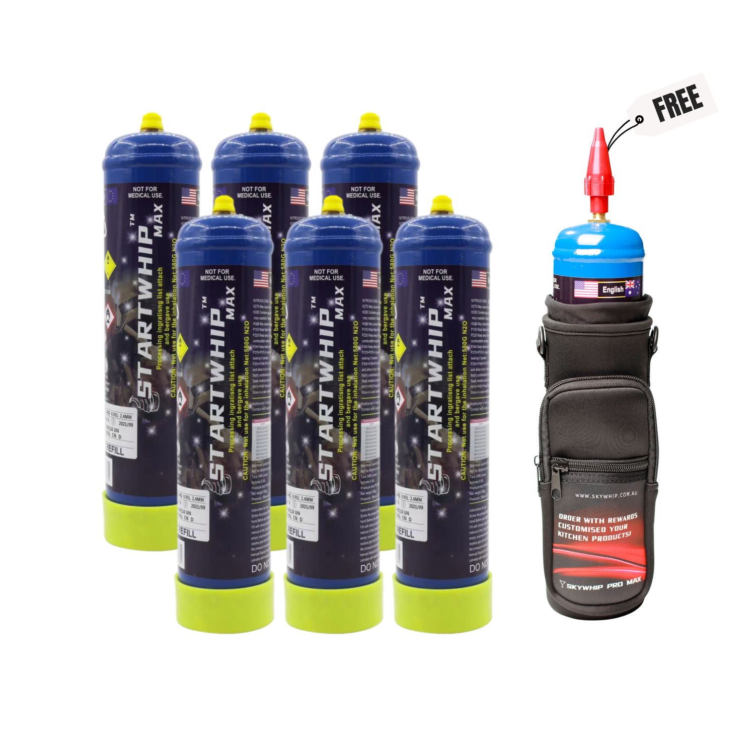 ONLY $178.99: 6 x STARTWHIP MAX 660G Cream Chargers + Free Tank &amp; Bag