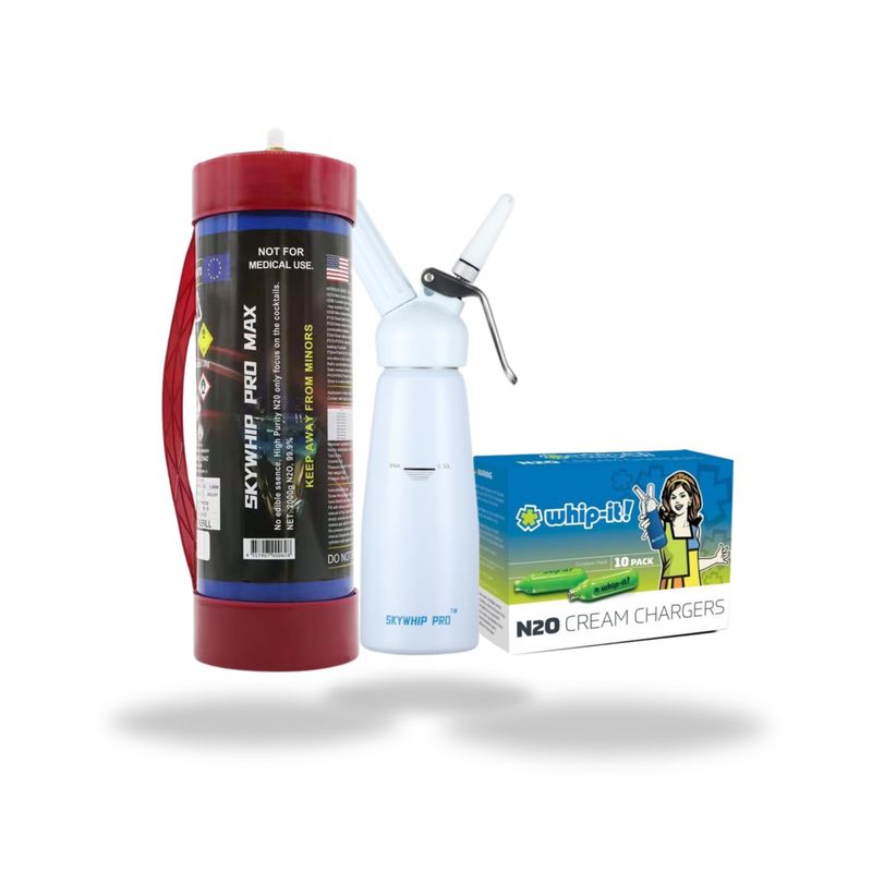ONLY $200: SKYWHIP PRO MAX 3.3L + 60 Bulbs Whip-it Professional 8G Cream Chargers + 0.5L Whipper