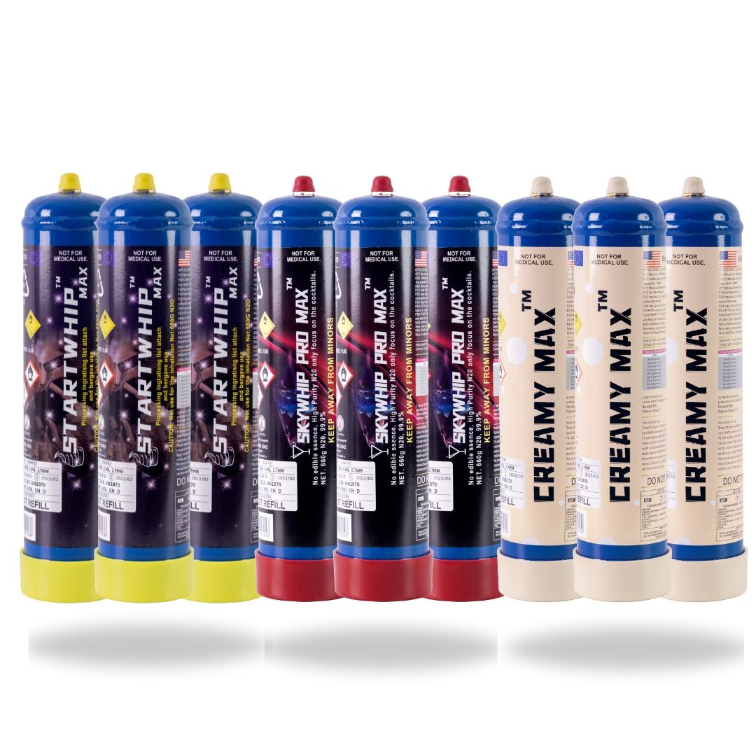 Special Combo: 9 x SKYWHIP PRO MAX/STARTWHIP MAX/CREAMY MAX 660G Cream Chargers