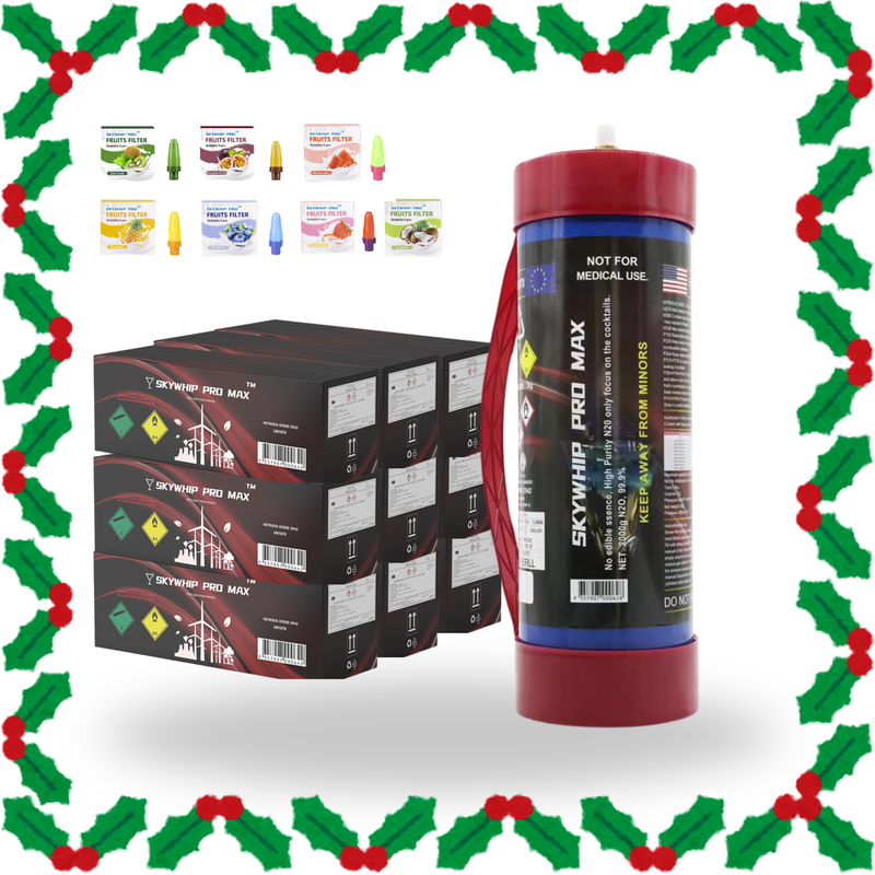 Christmas Special: 10 X SKYWHIP PRO MAX 3.3L Cream Charger + FREE SET OF FRUIT NOZZLES